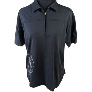 Women's Black Polo Athletic Shirt With Floral Design On Side Size XL